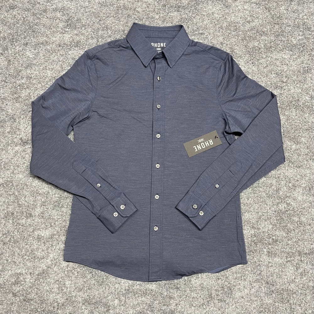 Rhone Commuter Shirt Mens Small Denim Blue Oxford Slim Fit Italian Stretch NEW